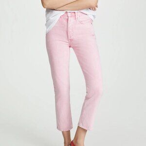 Agolde Riley High Rise Straight Crop Pink Jeans
